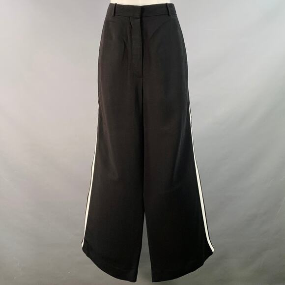 BURBERRY Size 32 Black White Viscose Blend Wide Leg Tuxedo Dress Pants - Picture 1 of 5